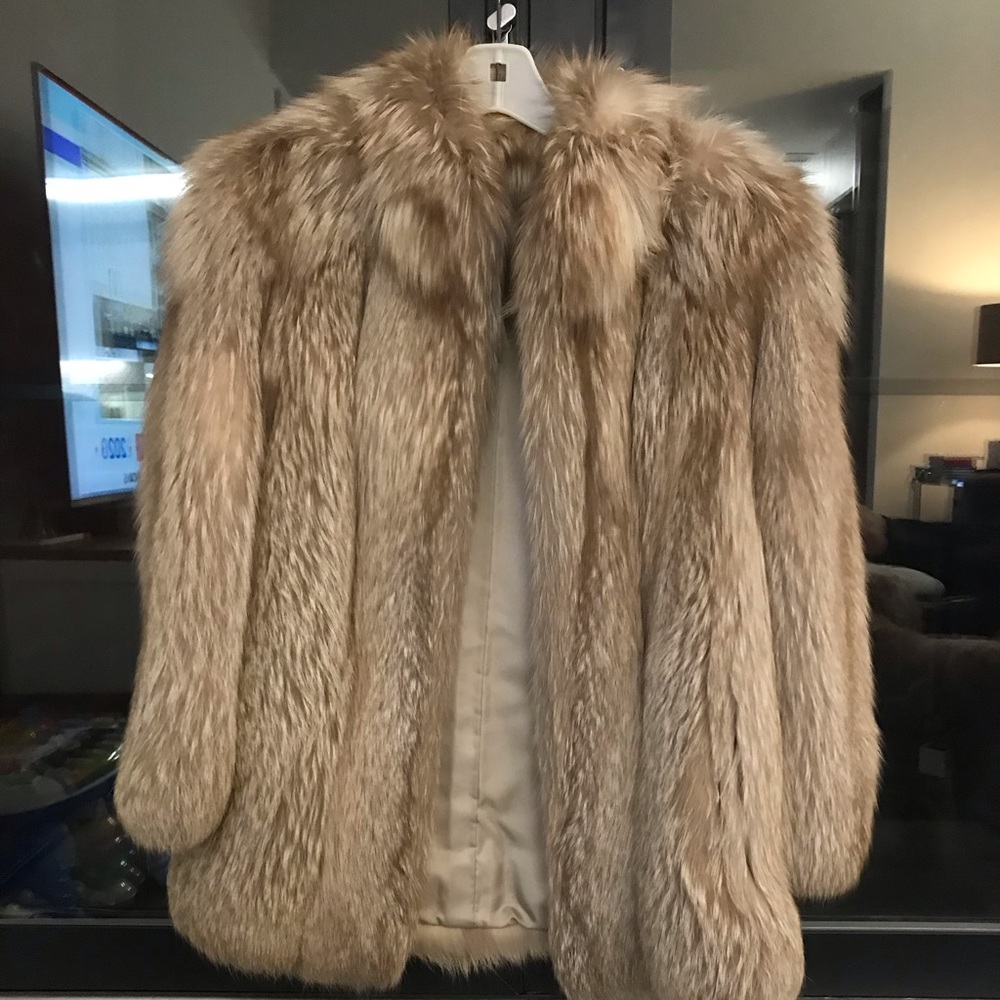 Vintage custom made gold red fox fur jacket